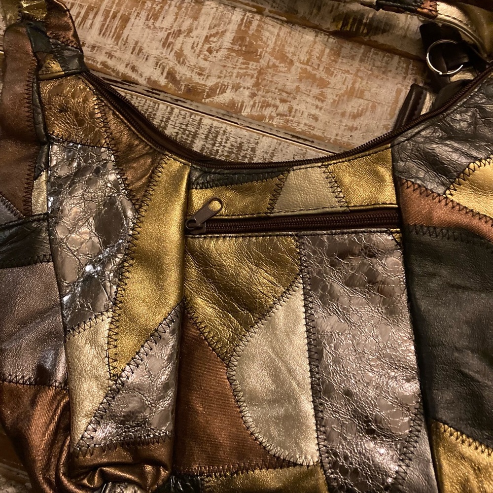 Vintage Patchwork Leather Shoulder Bag Set - image 5